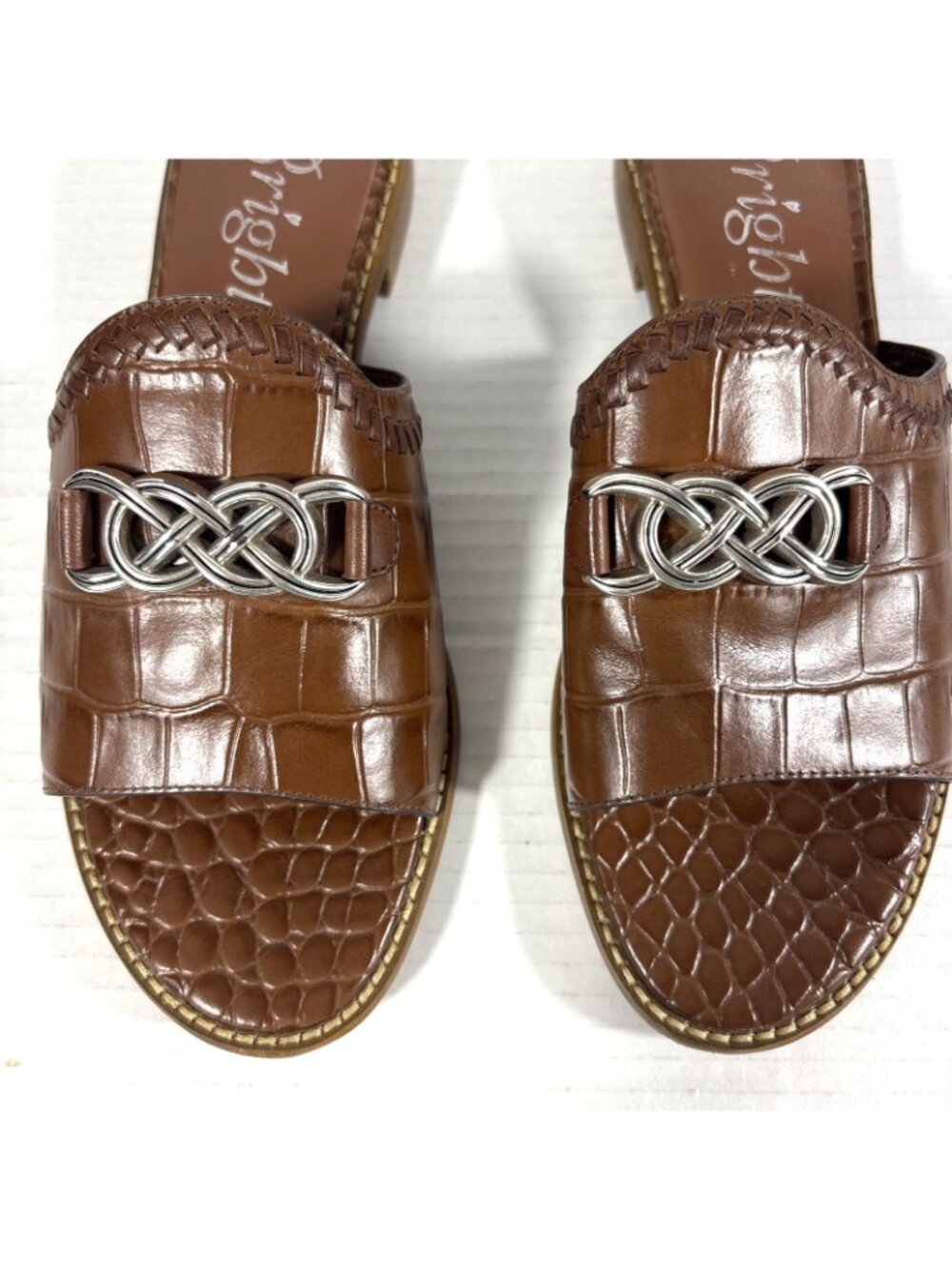 Brighton Nola Brown Leather Slides Sandals Slip On Size 7.5 - Picture 4 of 11